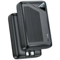 Yesido YP85 20000mAh Powerbank med inbyggda Type-C- och Lightning-kablar - 22.5W - Svart
