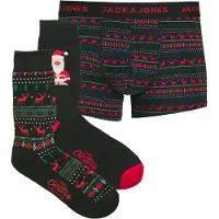 Jack & Jones Boxershorts 'JACXMAS REINDEER' smaragd / röd / svart / vit