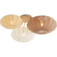 QAZQA Japandi Taklampa Vit med Beige och Brun 3-ljus - Multi Bida