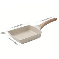 Mango Event Premium Non-Stick Tamagoyaki-panna med Trähandtag för Japanska Äggrullar och Rektangulär Omelettlagning vit