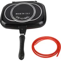TOMTOP JMS Grillpanna Stekpanna Dubbelsidig Bärbar Anti-brännhandtag Köksartiklar Grillkruka 32cm/12.6in L