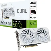 Asus Dual - Grafikkort - GeForce RTX 5060 - 8 GB GDDR7 - PCI Express 5.0 - 3 x DisplayPort, HDMI - vit