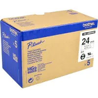 Brother HGe-251V5 | svart text - vit märkband | 24mm x 8m | 5-pack (original)