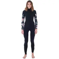 Hurley Plus Printed 4/3 Mm Våtdräkt I Neopren För Dam Med Långa ärmar Och Dragkedja I Bröstet