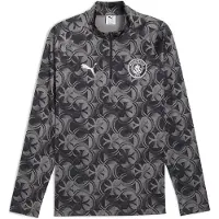 Puma Manchester City Träningströja Pre Match 1/4 Blixtlås - Svart/Flat Mörkgrå, storlek Small