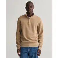 Gant för män. 2068028 Sacker Rib sweatshirt med halv dragkedja brun (5XL), Casual, Bomull, Lång ärm
