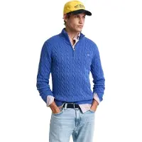 Gant för män. 8050603 Cable Half Zip pullover blå (XXL), Casual, Bomull, Lång ärm