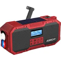 Albrecht Utomhusradio DR 112 DAB+, FM Batteri-laddningsfunktion, Handvev, Solcellspanel, Stänkvattenskyddad, Stötsäker, Ficklampa, uppladdningsbart,