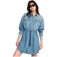 G-Star Relaxed Drawcord Denim Klänning Med Långa ärmar