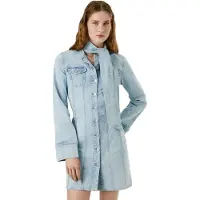 Pepe Jeans för kvinnor. PL9537688 Ella klänning blå (S), Casual, Bomull, Lång ärm