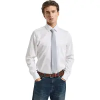 Gant för män. 3230300 Slim Fit vit satinskjorta (XXL), Casual, Parti, Bomull, Klassisk, Lång ärm