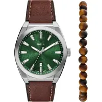 Fossil Analog klocka 'EVERETT' mörkbrun / mörkgrön / silver