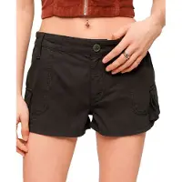 Superdry för kvinnor. W7110406A Vintage Utility cargoshorts i tvättad svart (S), Casual, Bomull