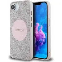 GUESS 4G Circle Classic Logo MagSafe-fodral för iPhone 16e - rosa