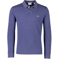 Gant för män. 2230 Polo De Piqué Sköld blå (M), Casual, Bomull, Lång ärm