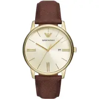 Giorgio Armani Minimalist Pale Gold Brown Leather AR11610