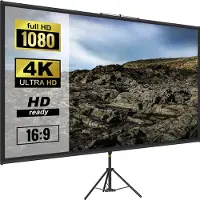 Vevor stativprojektorduk med stativ 60 tum 16:9 4K HD-projektorduk, skrynkelfri, höjdjusterbar, bärbar duk för projektor inomhus och utomhus, för film, hemmabio, spel, kontor