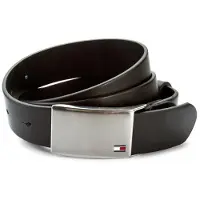 Tommy Hilfiger Bälte 'Plaque' svart / silver