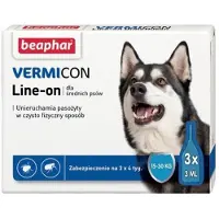 Beaphar Vermicon Line-On Dog M Droppar Mot Loppor och Fästingar Medelstora Hundar 3x3 ml