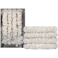 Slip Skinny Scrunchies: Anti-crease Anti-breakage Slipsilk Design Skyddar mtligt hr | Inkluderar 4 Pure Silk Scrunchies White
