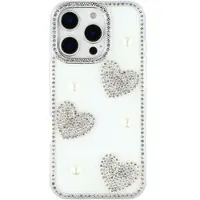 Mtp Products iPhone 16 Pro Max Glittrande Kärlek och Pärla Hybridskal - Vit