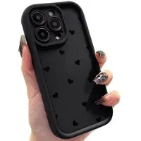 Mtp Products iPhone 13 Pro Max Hjärtmönster Stötsäkert TPU-skal med upphöjda kanter - Svart