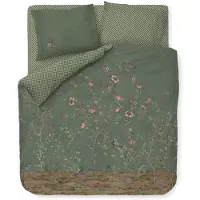 Pip studio Blommigt dubbelt påslakan 200x220 cm - Grönt vändbart påslakan i 100% mjuk bomull - Okinawa green - sängkläder