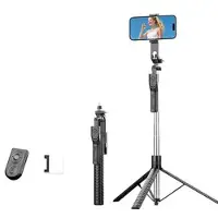 Mtp Products K50 Bluetooth Selfie Stick-stativ med TikTok-fjärrkontroll, 6-läges fyllnadsljus - Svart