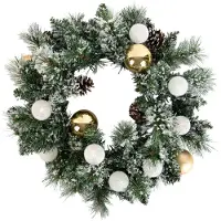Black Box Trees Julkrans vit med guld 45 cm inkl. LED med timer - Jack