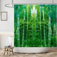 Shower curtain Home Decor Lantligt landskap Creek Sten Lotus Buddha Duschdraperi Badrumsgardin Tyg Vattentät polyester Badrumsgardin med krokar 180*180cm