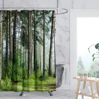 Shower curtain Home Decor Lantligt landskap Creek Sten Lotus Buddha Duschdraperi Badrumsgardin Tyg Vattentät polyester Badrumsgardin med krokar 180*180cm