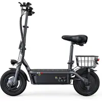 IScooter F3 1000W Daglig Pendlar E-Skoter för Vuxna 48V13Ah, 45km/h Maxhastighet, LED-Display, Trumbromsar City Last E-Skoter med Bakre Korg & Säte F3: 1000W 48V13Ah svart