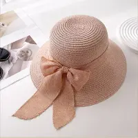 WTEMPO Sommarsolhatt, Damrosett, Fiskarstråhatt, Semester- och Resestrandhatt, Solskydd Klassisk Hatt med Bred Brätte Adjustable rosa