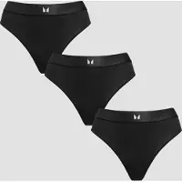 MP Women's Mid Rise Thong (3 Pack) - Black - L