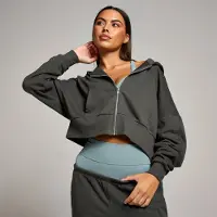 MP Women's Tempo Cropped Zip Through Hoodie – Mörkgrå - XL