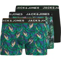 Jack & Jones Boxershorts 'JACTROPICAL BIRD' mörkblå / grön / svart / vit