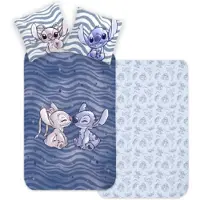 Licens Stitch sängkläder - 100% bomull - Junior påslakan 100x140 cm - Angel och Stitch - Blå