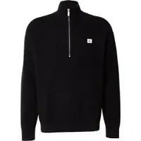 Calvin Klein Jeans Tröja 'Waffle Quarter-zip' svart / vit