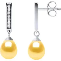 Diadema Örhängen Dangle Sötvattenspärlor 6-7mm Gyllene Päron Smycken 925