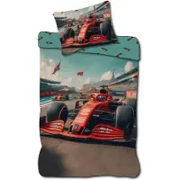Licens Formel 1 sängkläder - 100% bomull - Barnsängkläder 140x200 cm - Formel 1 bil