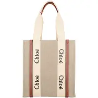 Chloé Woody tote-väska i linne och läder