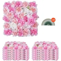 Vevor 3D-blomväggpanel, 12 st 15 x 15 tum, konstgjord blomväggbakgrundsnätmatta, sömlös design och enkel installation för bröllop, alla hjärtans dag, hem, babyfest, bakgrundsdekor, rosa