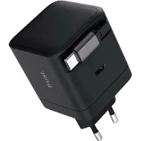 Trust Maxo - Strömadapter - with retractable cable - 65 Watt - 3 A - PD (24 pin USB-C) - svart