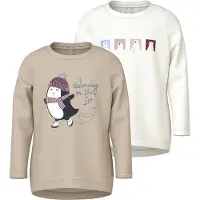 Name it Tröjor - 2-pack - NmfVix - Cloud Dansare/Cement Penguin - - 3 år (98) - Tröja