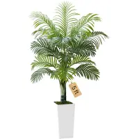 Vevor Konstgjord Arecapalm 1524 mm, Konstgjord Palm Tropiska Växter med Vit Hög Kruka, Konstgjord Golvsilkesväxt i Kruka, Stora Träd för Hemmakontor Vardagsrumsinredning Inredning, Inomhus Utomhus