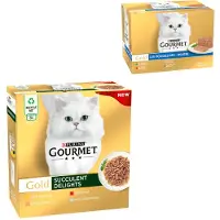 Gourmet Jumbopack Gold saftig-fina strimlor 96 x 85 g - Kyckling, Havsfisk, Nötkött, Lax