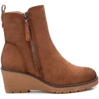 Refresh för kvinnor. 17100903-CAMEL Ankelstövlar i brun mocka -Höjd 6 cm kil (37), 5 till 8 cm, Zip, Casual