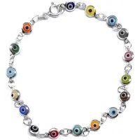 DOKI DOKI MARKET form NIPPON Mystic Jewels By Dalia Lucky Little Evil Eye Silver flerfärgat Armband, 7 , Silver,