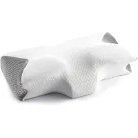 Huismerk Ergonomisk kudde - - Viskoelastisk - Cervikalt stöd - Tvättbart överdrag - 62x36x14 cm vit