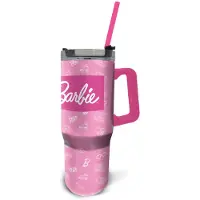 Barbie termokopp med sugrör och handtag - Tumbler drickflaska 940 ml